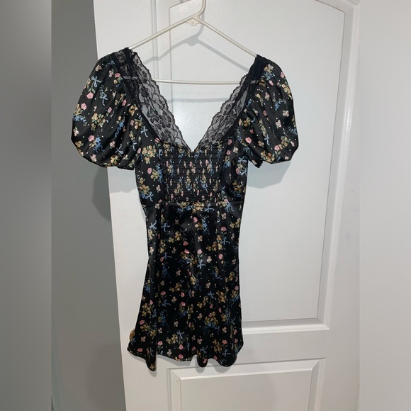 New! For Love & Lemons Black Floral & Lace August Mini Dress 🖤 XS - Picture 10 of 14